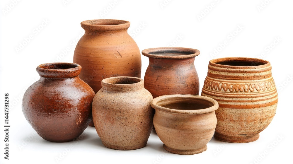 Decorative clay pots isolated on white background Decorative clay pots isolated on white background