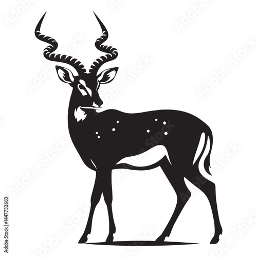 Compact antelope silhouette vector optimized for tight layout needs – antelope silhouette – antelope vector – antelope illustration – silhouette of antelope

