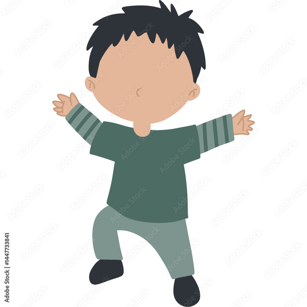 Illustration of boy jumping and hi five Illustration of boy jumping and hi five