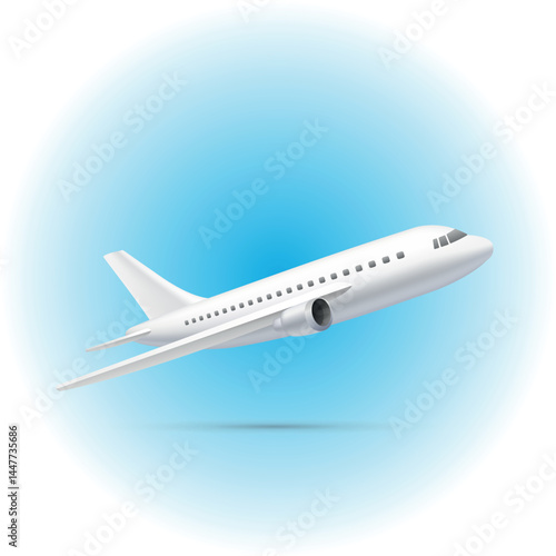 Wallpaper Mural High-Altitude White Airplane Soaring Against a Gradient Blue Sky – Sleek Modern Flight Imagery for Corporate Travel, Air Transport, and Aviation Branding Torontodigital.ca