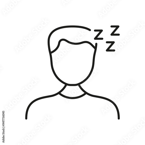 Person Sleeping With Zzz Icon. Sleep, Rest, And Relaxation Outline Symbol. Sleep Quality And Health Concept. Editable Stroke. Isolated Vector Illustration