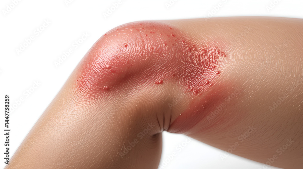 Fototapeta premium female injured leg with swelling and hematomas, isolated on white background