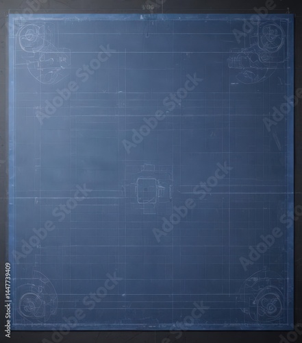Blueprint photo effect template with grid & measurements ,  technical drawing,  style,  schematic