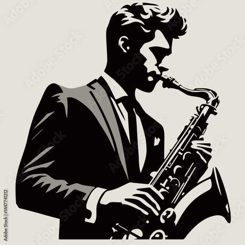 Man Play Saxophone Illustration.
