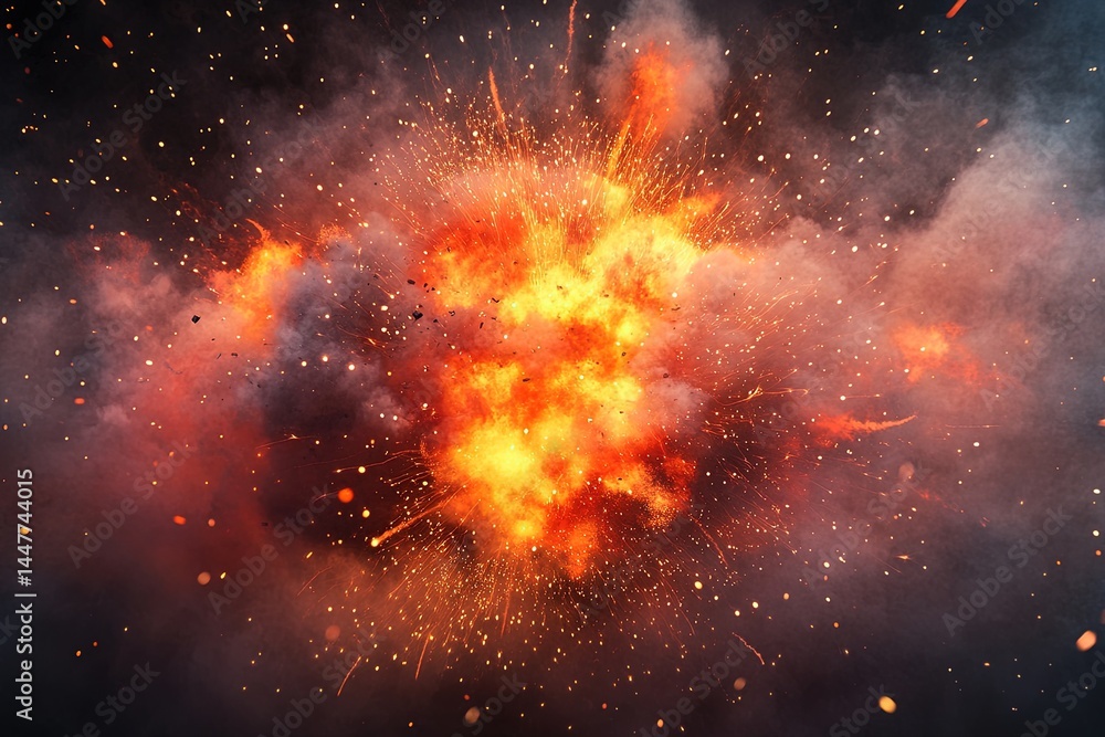 Naklejka premium Realistic and colorful explosion effect isolated