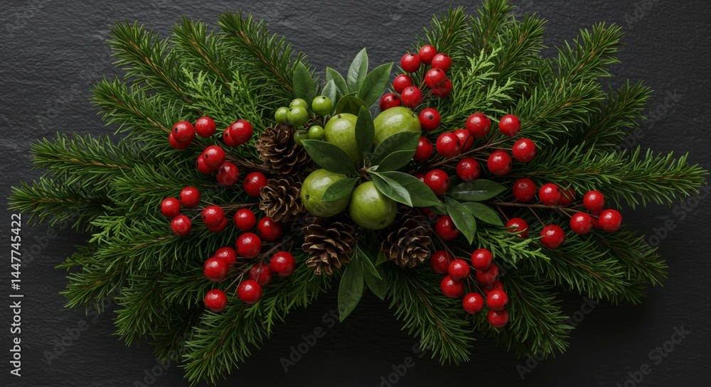 Evergreen Arrangement with Berries and Cones Evergreen Arrangement with Berries and Cones