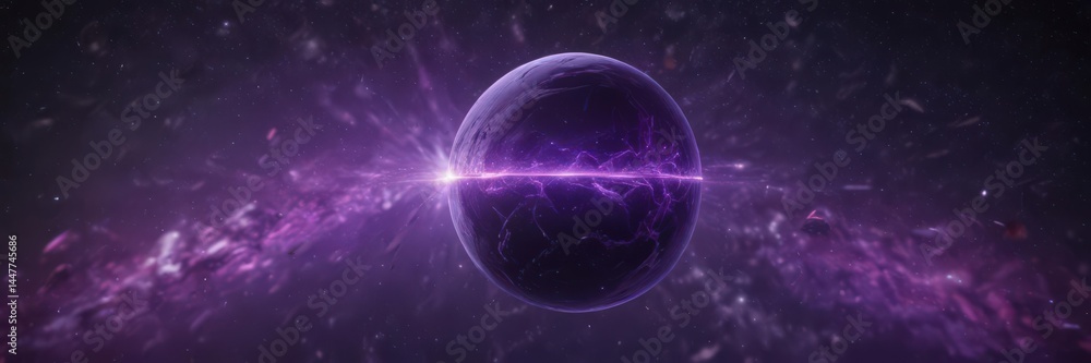 Obraz premium Floating orb, vibrant purple cosmic dust surrounds , astral, artwork