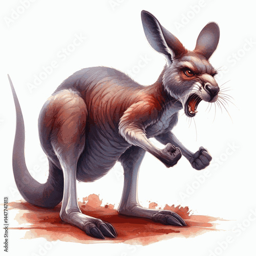 Thunderhop Tide kangaroo angry isolated watercolor vector illustration svg  
