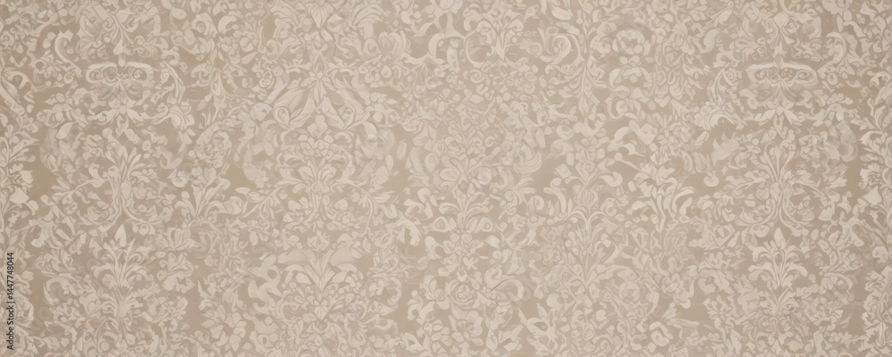 Fototapeta premium Subtle baroque damask, intricate seamless lace pattern in calming neutrals , repeat, grey, art