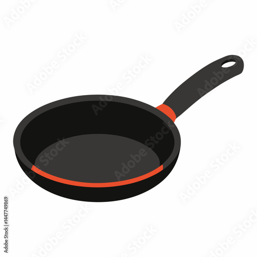  Non-stick frying pan vector on white background.
