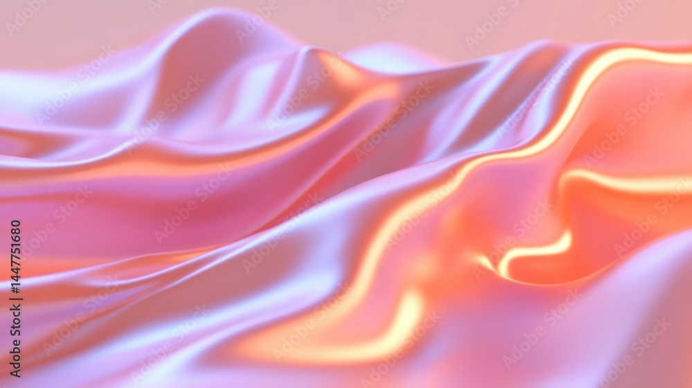 Fototapeta premium Soft, iridescent silk drapes in a gradient of blush and peach tones.