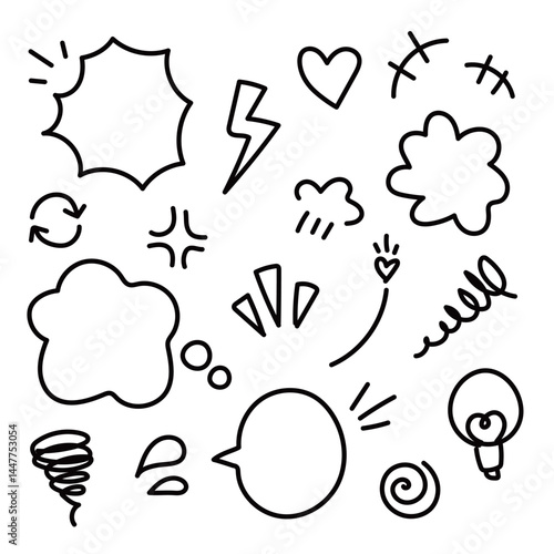 ポップな手描きフキダシセット