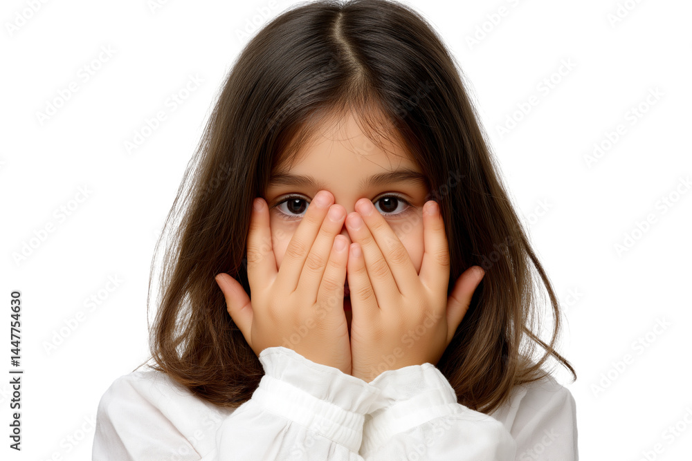 shy child covering eyes with hands isolated on white transparent background shy child covering eyes with hands isolated on white transparent background
