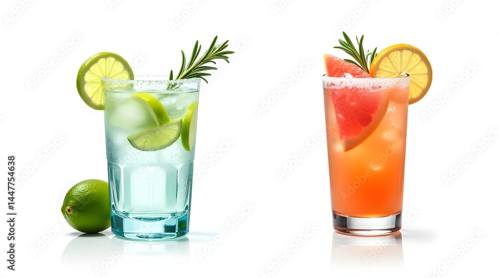 A transparent, isolated background with a Gin and Tonic, Paloma cocktail PNG set bundle. Mixology, bar menu, cocktails, and bold, colourful drinks with garnishes A transparent, isolated background with a Gin and Tonic, Paloma cocktail PNG set bundle. Mixology, bar menu, cocktails, and bold, colourful drinks with garnishes