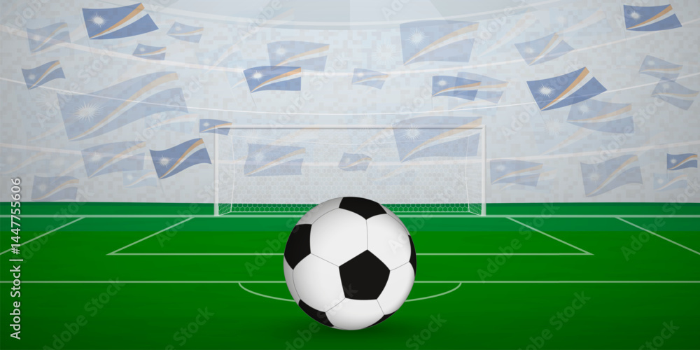 Fototapeta premium Marshallese Football Arena Full of Fans with National Flags, Sports Event Illustration.