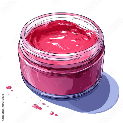 Hydrating Lip Mask In A Jar, watercolor vector, isolated on a white background.