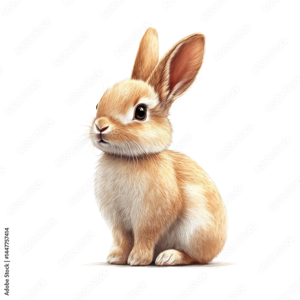Obraz premium Playful rabbit in a studio setting animal portrait close-up. Isolated on transparent background, png.