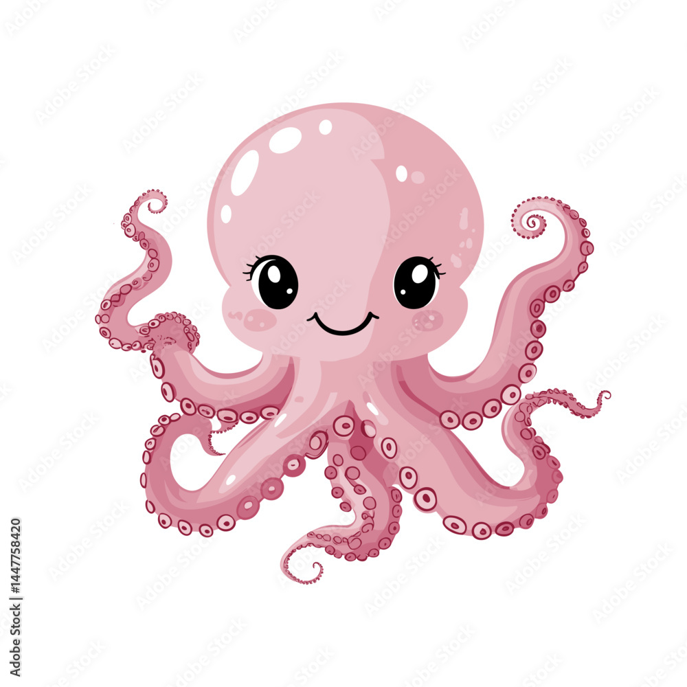 Cute cartoon octopus with a friendly smile and vibrant colors. Cute cartoon octopus with a friendly smile and vibrant colors.