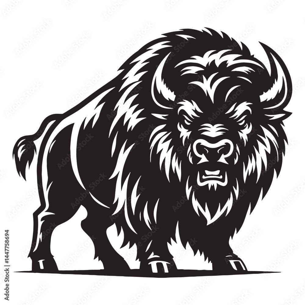 Obraz premium Distinct bison silhouette vector created for powerful visual assets – bison silhouette – bison vector – bison illustration – silhouette of bison