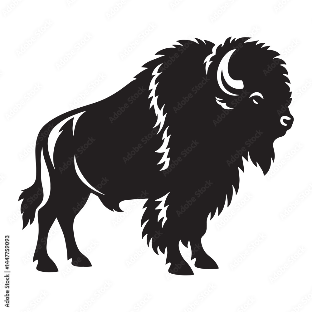 Obraz premium Polished bison silhouette vector perfect for powerful brand visuals – bison silhouette – bison vector – bison illustration – silhouette of bison