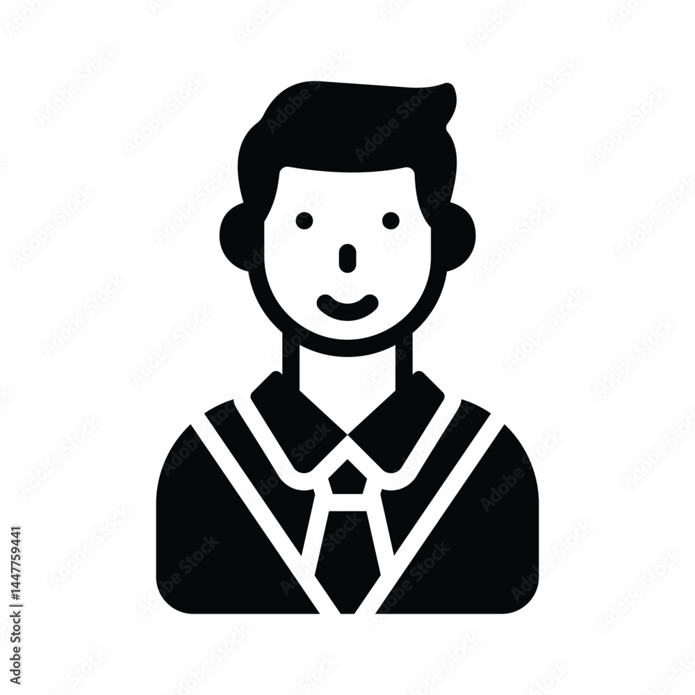 Easy to use glyph icon showing teenage student profile Easy to use glyph icon showing teenage student profile