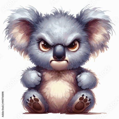 Sapfire Scowl koala angry isolated watercolor vector illustration svg  
