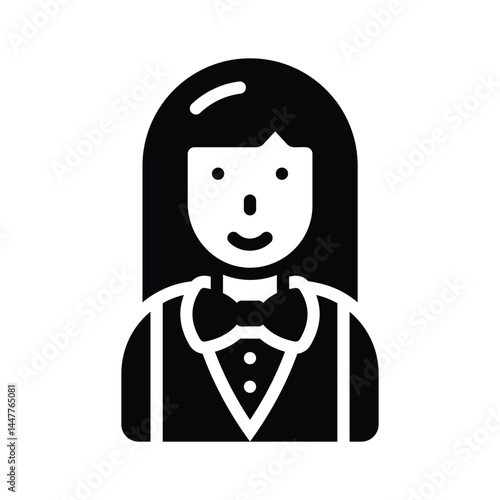 Creatively designed glyph icon showing waitress character