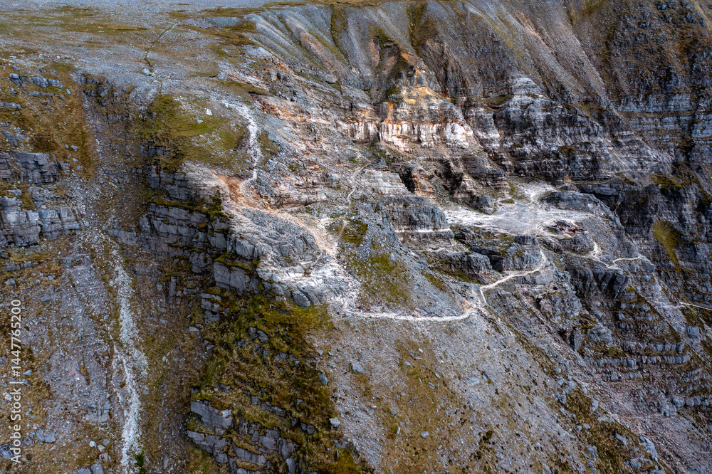 Aerial view of the Muckish mountain and the trail called miners path in county Donegal. Ireland Aerial view of the Muckish mountain and the trail called miners path in county Donegal. Ireland