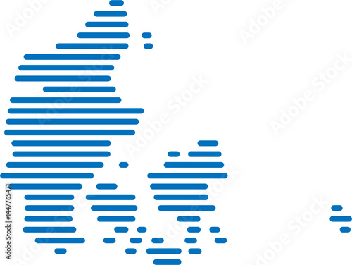 Obraz na płótnie horizontal line drawing of denmark map. w salonie