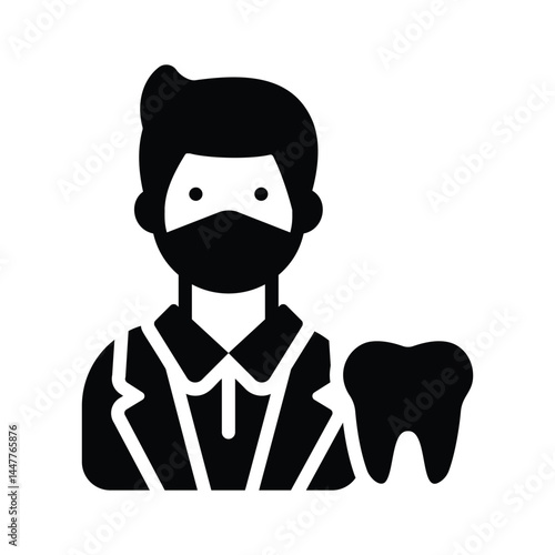 Latest icon of dentist is designed in glyph style