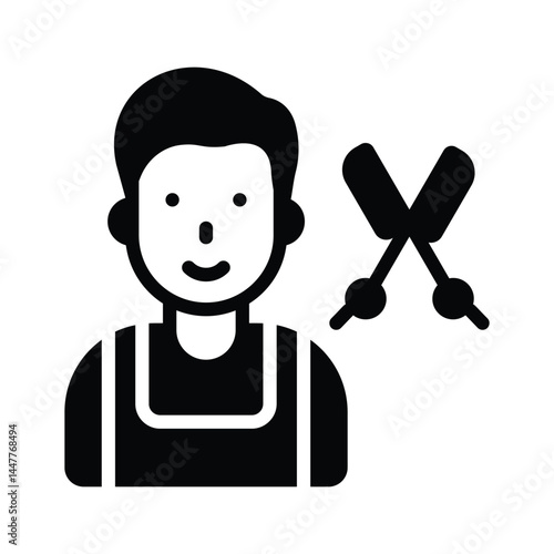A handy glyph style icon depicting barber avatar