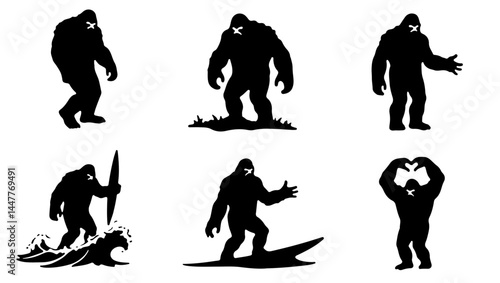 "gorilla art, strong gorilla, heart gorilla, surf gorilla, gorilla silhouette, bodybuilding gorilla, muscle monkey, heart symbol, animal strength, heroic gorilla, surfboard design, fitness mascot, gym