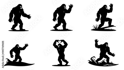 "gorilla art, strong gorilla, heart gorilla, surf gorilla, gorilla silhouette, bodybuilding gorilla, muscle monkey, heart symbol, animal strength, heroic gorilla, surfboard design, fitness mascot, gym
