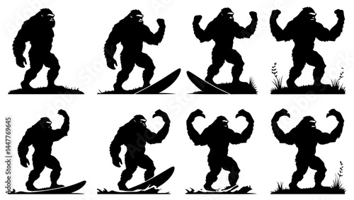"gorilla art, strong gorilla, heart gorilla, surf gorilla, gorilla silhouette, bodybuilding gorilla, muscle monkey, heart symbol, animal strength, heroic gorilla, surfboard design, fitness mascot, gym