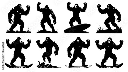 "gorilla art, strong gorilla, heart gorilla, surf gorilla, gorilla silhouette, bodybuilding gorilla, muscle monkey, heart symbol, animal strength, heroic gorilla, surfboard design, fitness mascot, gym