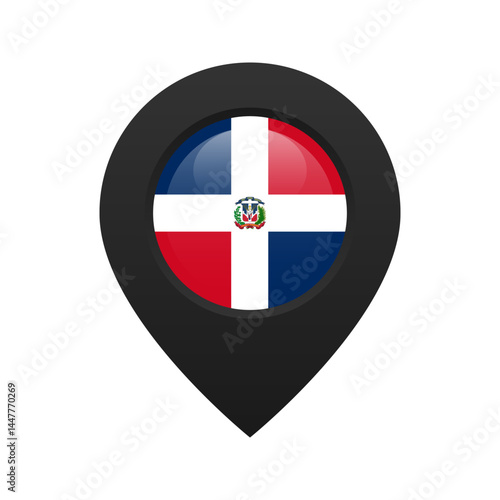 Dominican Republic location pin isolated on a white background. Vector pointer icon for maps, travel guides, and navigation applications