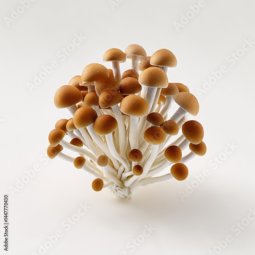 Cluster of mushrooms still life on white background