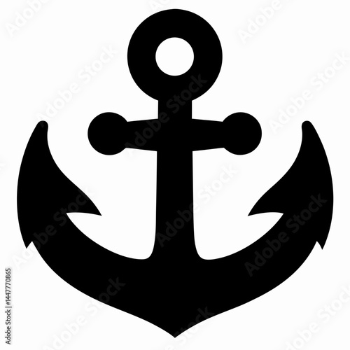 Minimalist Anchor Icon  Black Nautical Symbol Silhouette Vector for Maritime Design