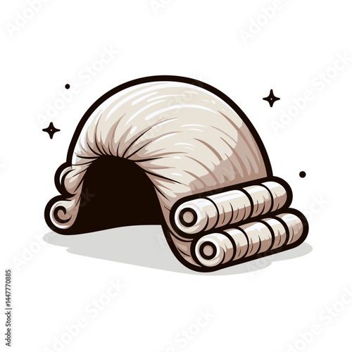 Judge's wig in classical white curled style. Ideal for legal profession concepts, court system illustrations, and judicial history themes.