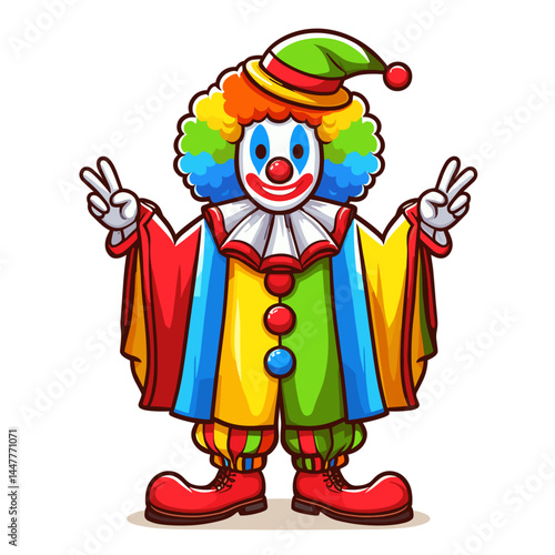 Colorful cartoon clown in festive costume. Ideal for entertainment events, circus promotions, and children's party themes.