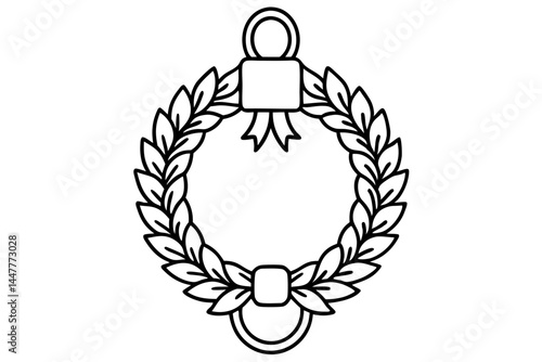 Classic Wreath and Knocker Linework Art