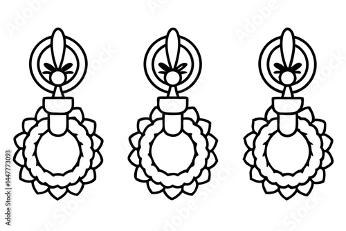 Classic Wreath and Knocker Linework Art