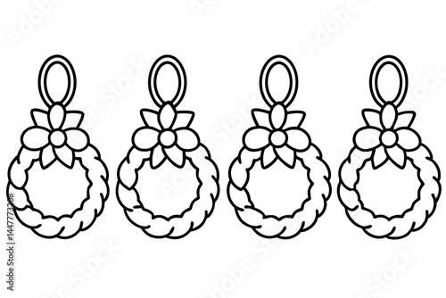 Classic Wreath and Knocker Linework Art