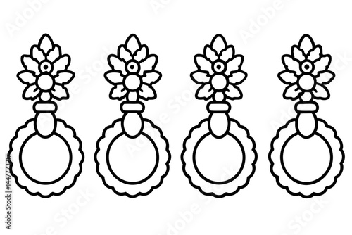 Classic Wreath and Knocker Linework Art