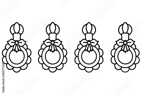 Classic Wreath and Knocker Linework Art