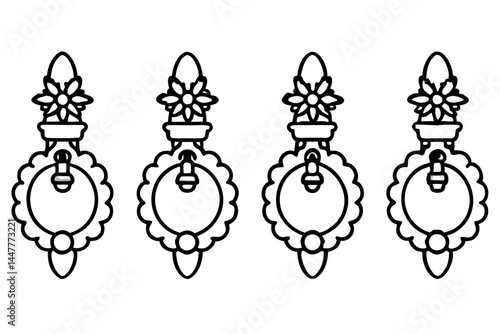 Classic Wreath and Knocker Linework Art