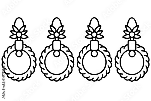 Classic Wreath and Knocker Linework Art