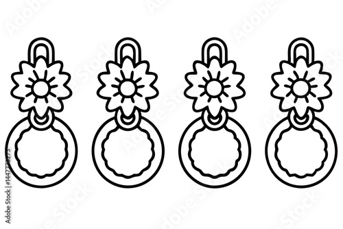 Classic Wreath and Knocker Linework Art