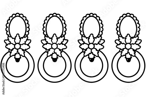 Classic Wreath and Knocker Linework Art
