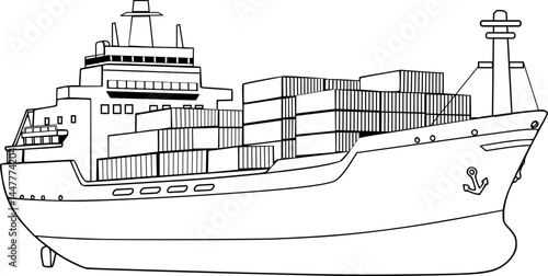 Cargo ship , vessel container vector illustration 